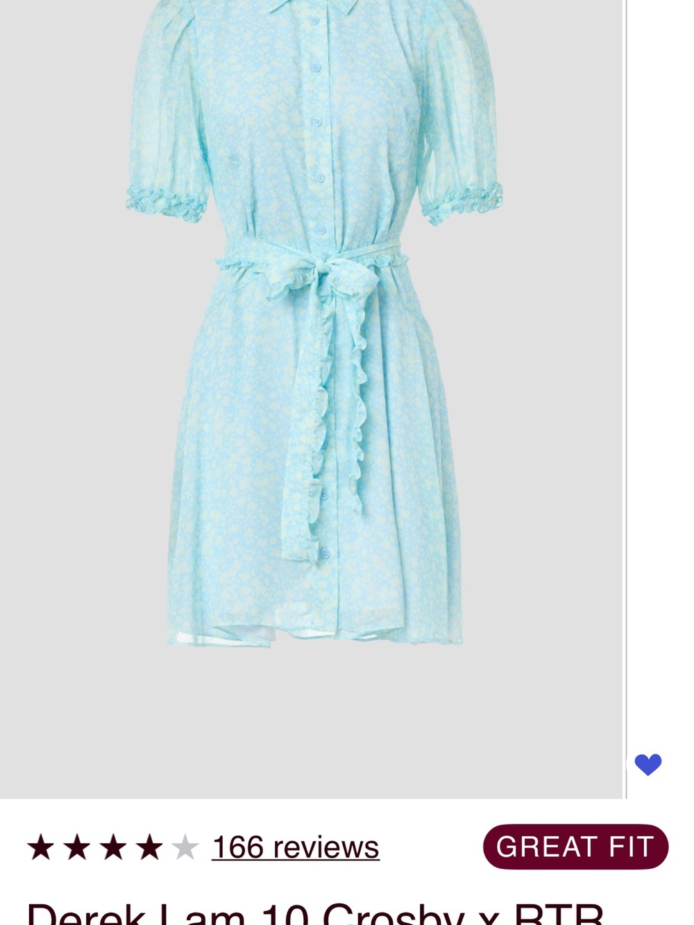 Derek Lam Pale Blue Floral Tie-Waist Mini Dress